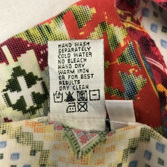 Raindrops By Papillon Womens Boho Print Cuffed Sleeves Multicolor Blouse Size M - Picture 7 of 7